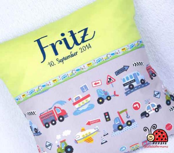 Namenskissen "Fahrzeuge"